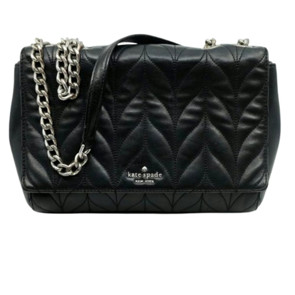 KATE SPADE~briar lane quilted emelyn~BLACK LEATHER~ CHAIN CROSSBODY BAG